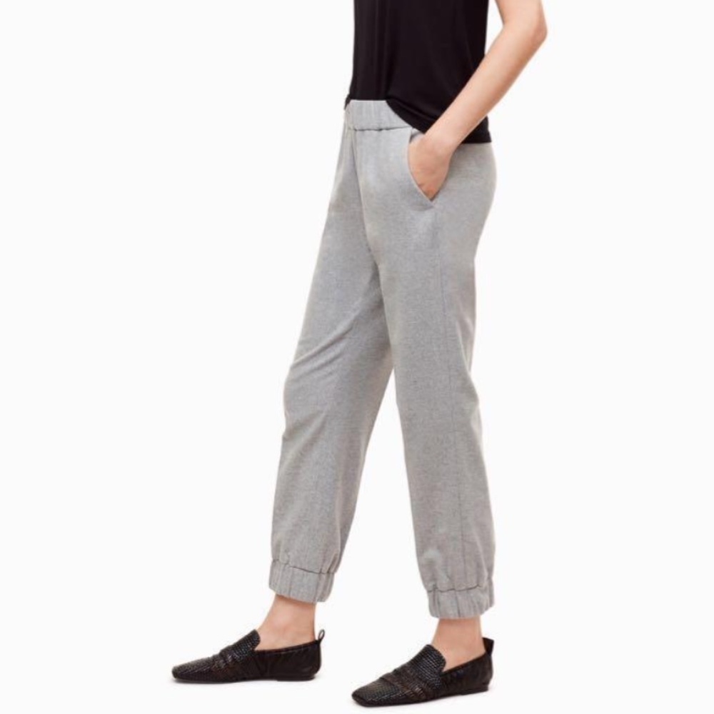 ARITZIA WILFRED LIGHT GREY WOOL & CASHMERE BLEND TROUSER - S